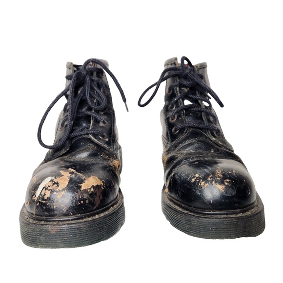 Vintage NaNa Industrial Black Leather Lace Up Boot Steel Toe Distressed RARE 6 - Picture 5 of 16